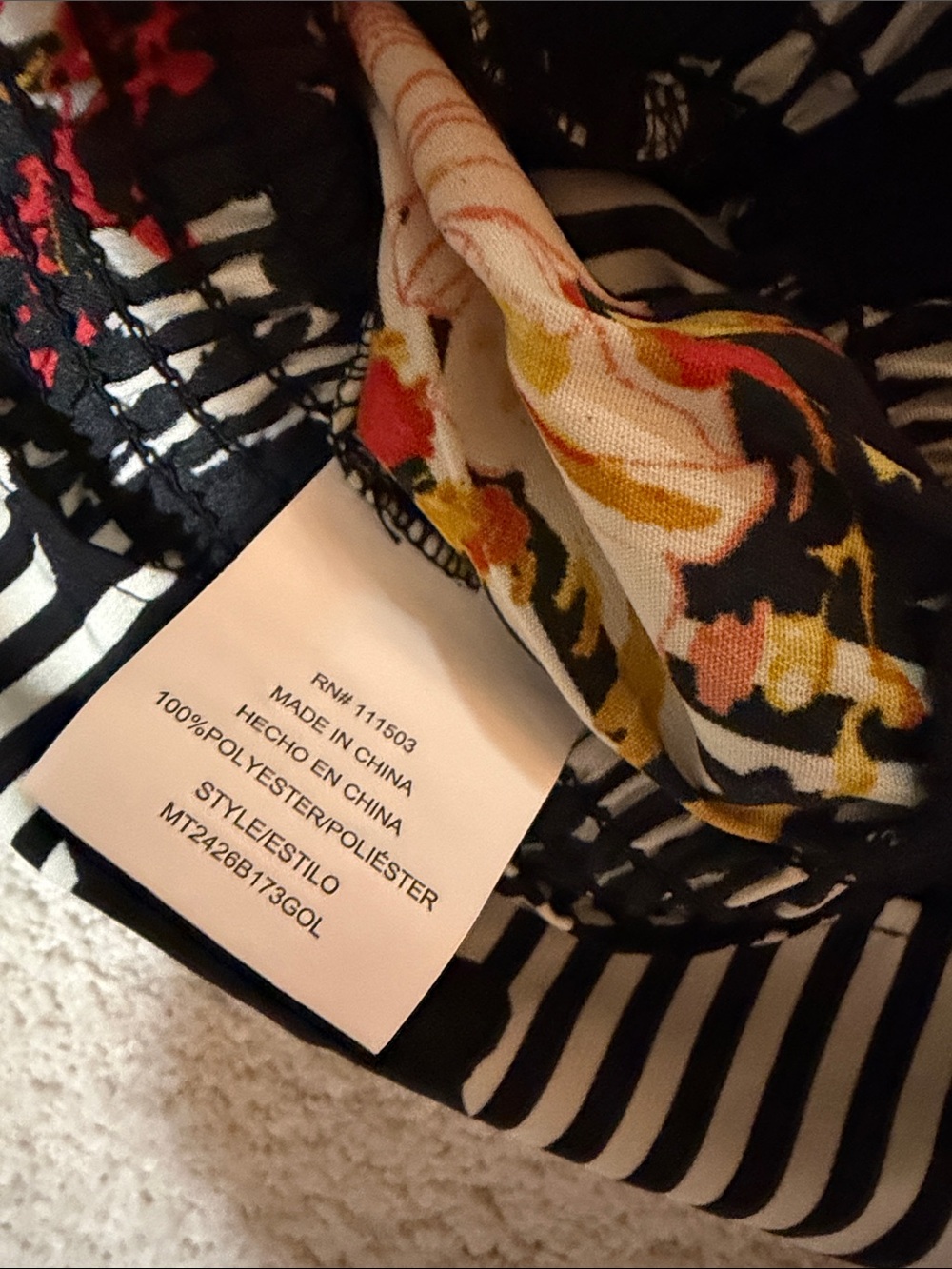 Black Floral Off-Shoulder Smocked Waist Blouse - Picture 6 of 7
